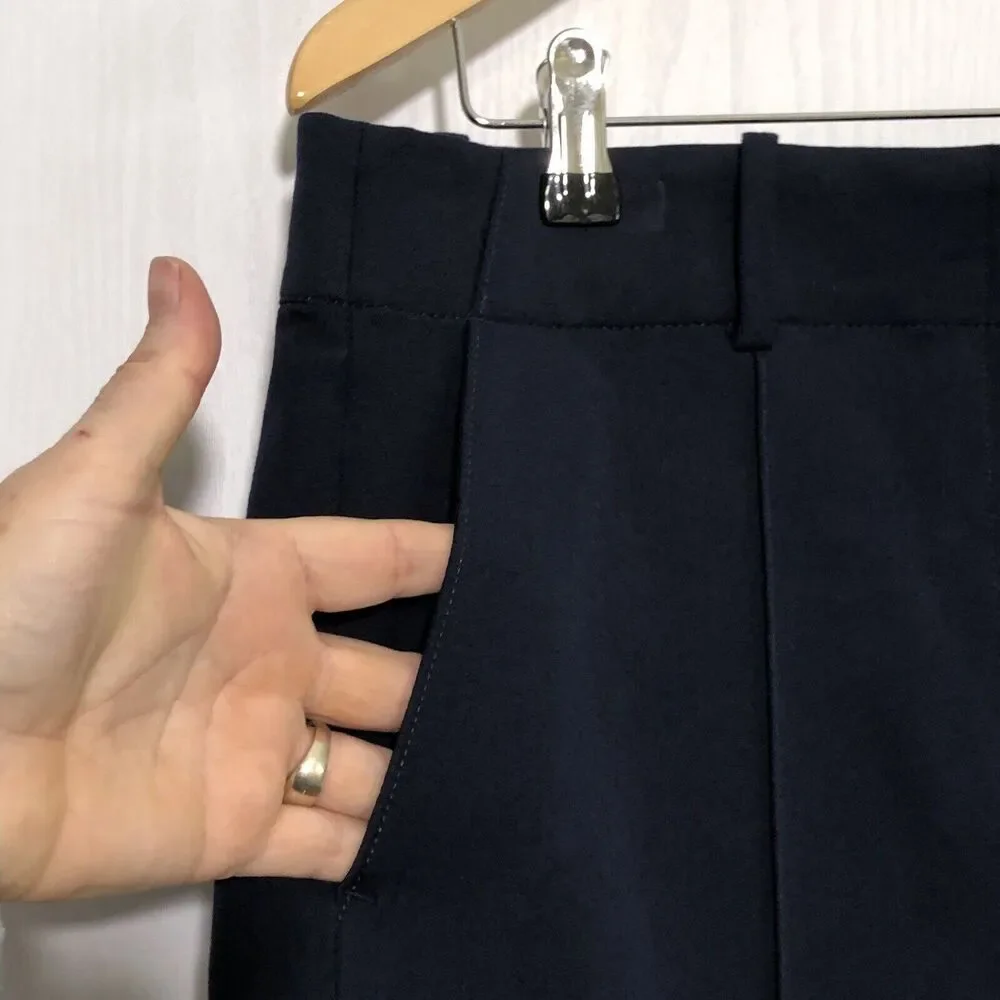 J.CREW  Pintuck Suit Short Womens 12 Blue Navy Stretch Cotton 3